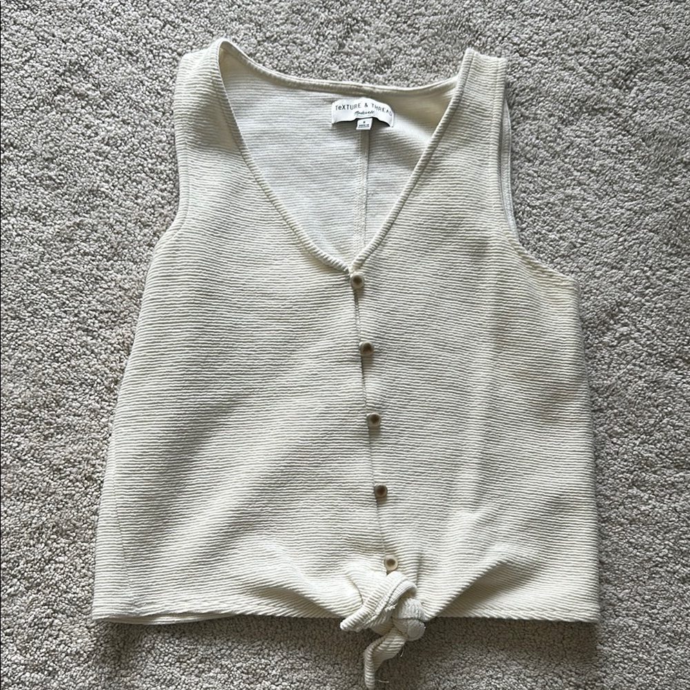 Madewell Cream Sleeveless Tie Front Tank Top Size S